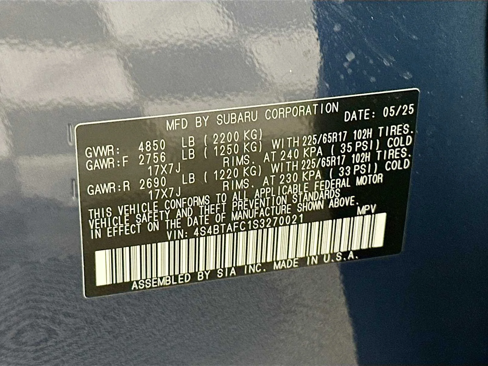Used 2025 Cosmic Blue Pearl Subaru Premium image 31
