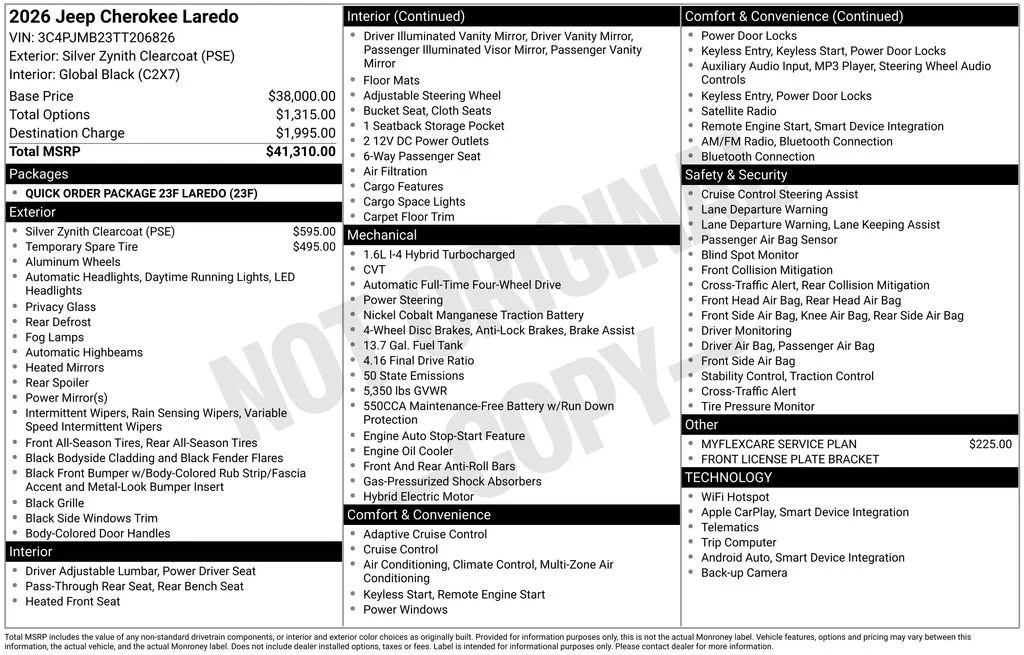 New 2026 Silver Zynith Clear-Coat Exterior Paint Jeep Laredo image 6