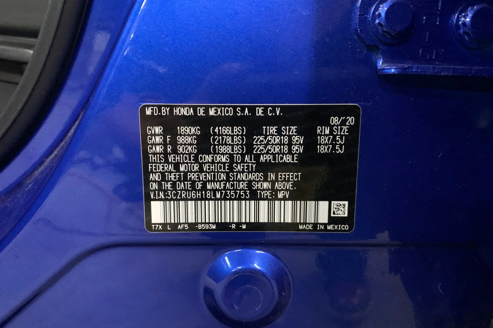 Certified Used 2020 Blue Honda Sport image 34