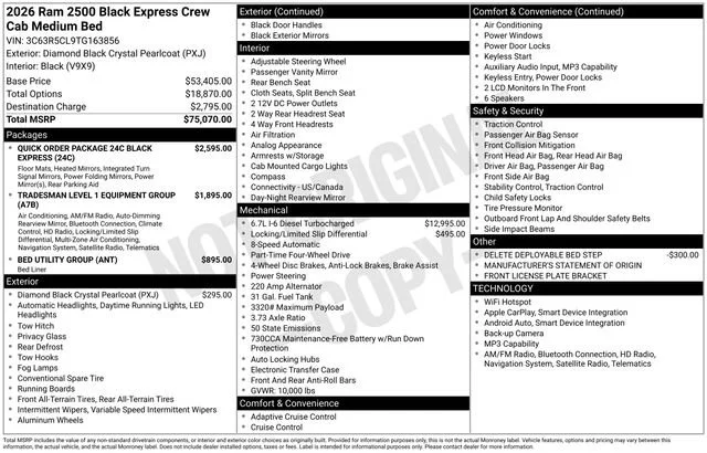 New 2026 Diamond Black Crystal Pearlcoat Ram Black Express image 38