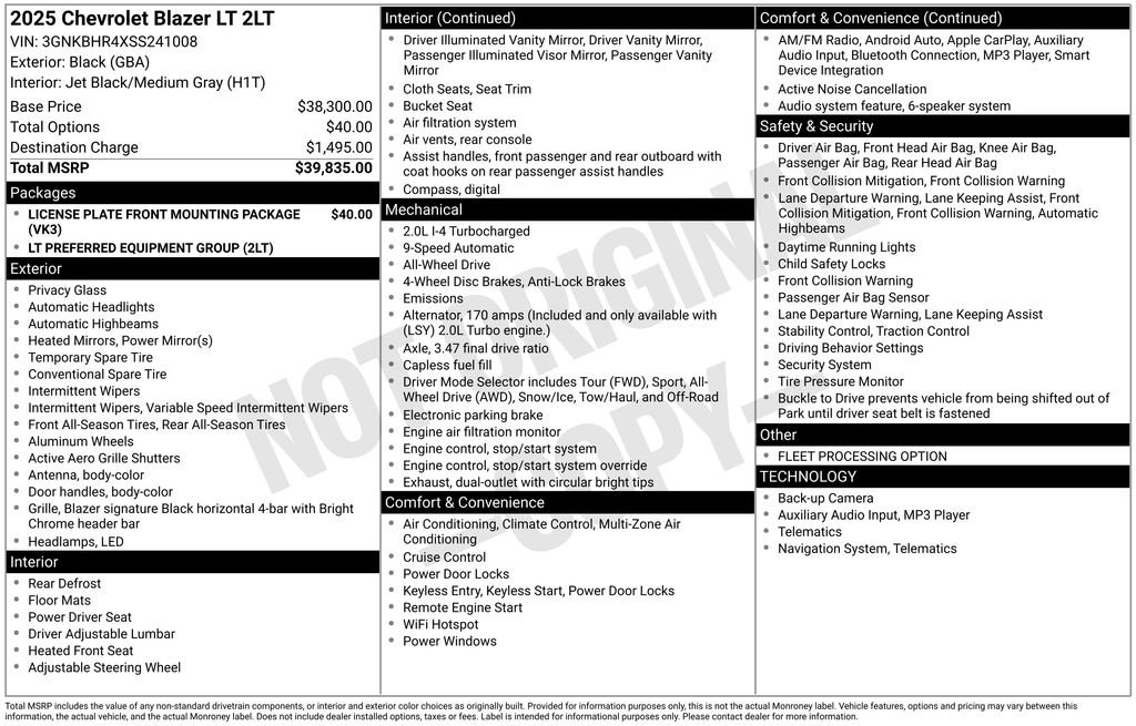 Used 2025 Chevrolet Blazer 2LT with VIN 3GNKBHR4XSS241008 for sale in Elk River, Minnesota