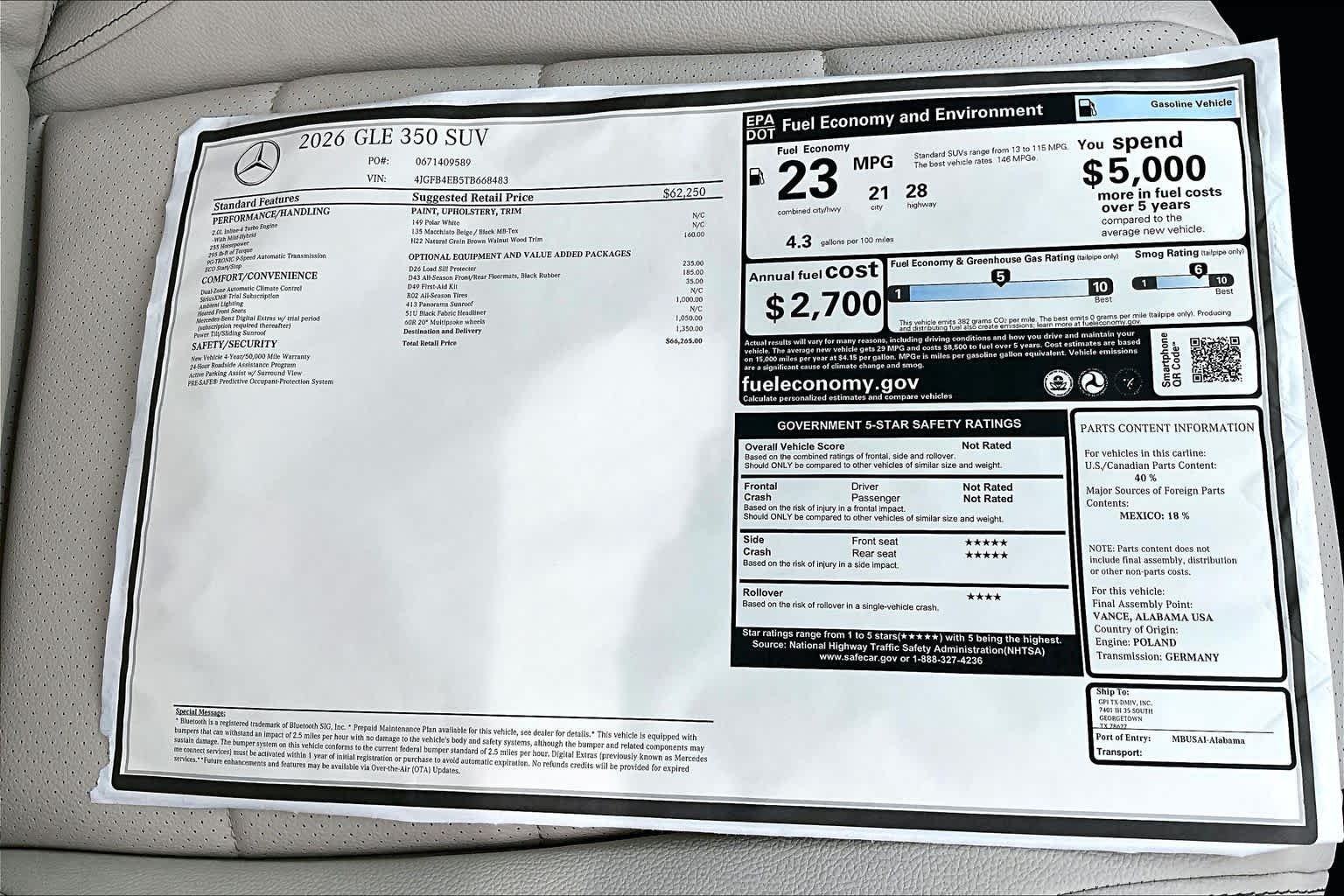 New 2026 Polar White Mercedes-Benz GLE 350 image 22