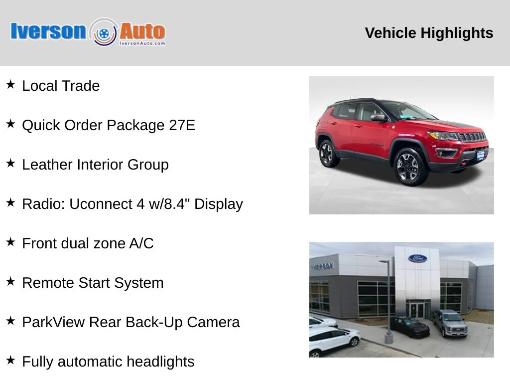 Used 2018 Jeep Compass Trailhawk with VIN 3C4NJDDB7JT234744 for sale in Huron, SD