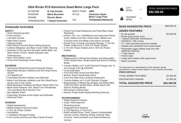 Used 2024 Rivian R1S Adventure with VIN 7PDSGABA7RN042349 for sale in Kansas City, KS