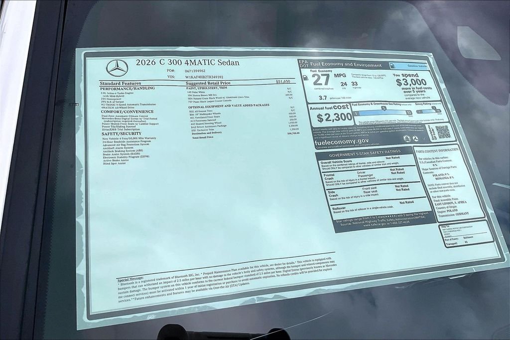 New 2026 Polar White Mercedes-Benz C 300 image 12