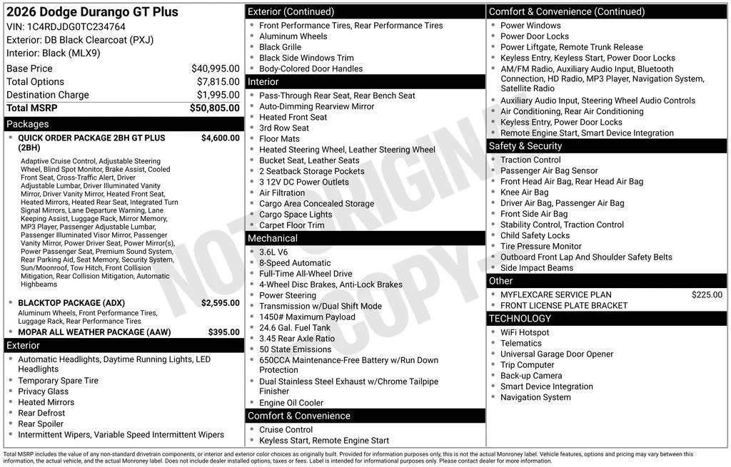 New 2026 Diamond Black Clear-Coat Exterior Paint Dodge GT Plus image 6