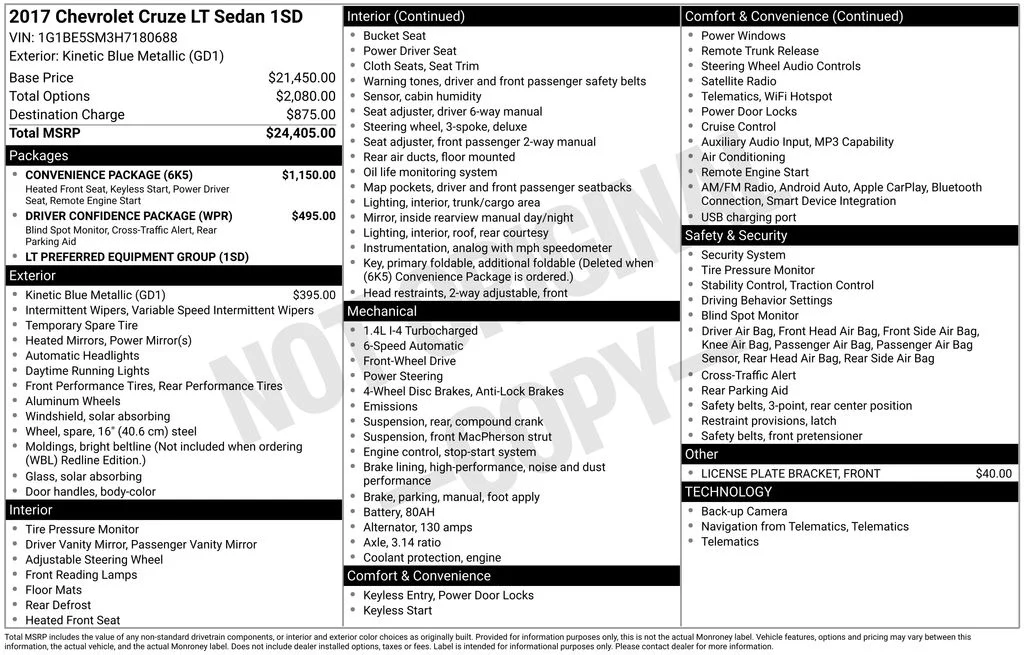 Used 2017 Blue Chevrolet LT image 9