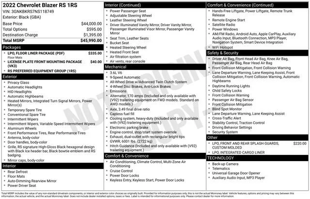 Used 2022 Black Chevrolet RS image 5