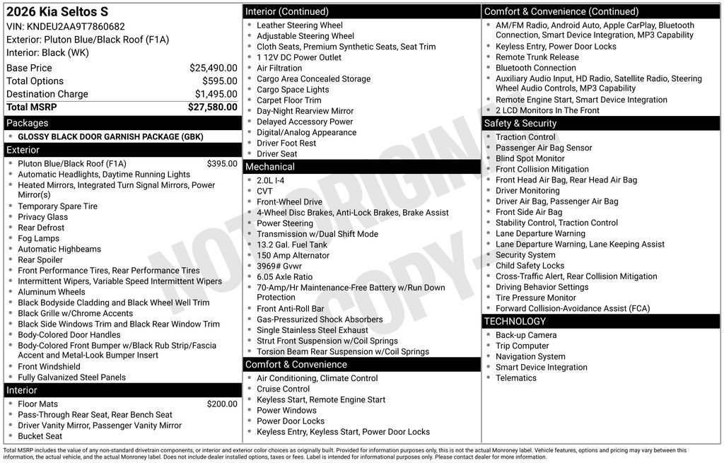 Certified Used 2026 Blue Kia S image 5