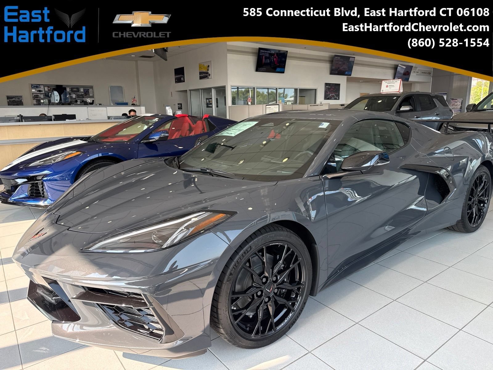 New 2027 Pitch Gray Metallic Chevrolet 1LT with Carbon Flash High Wing Spoiler - Gloss Black Wheels image 1