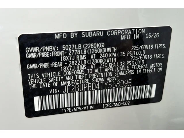 New 2026 CRYSTAL WHITE PEARL Subaru Premium image 54