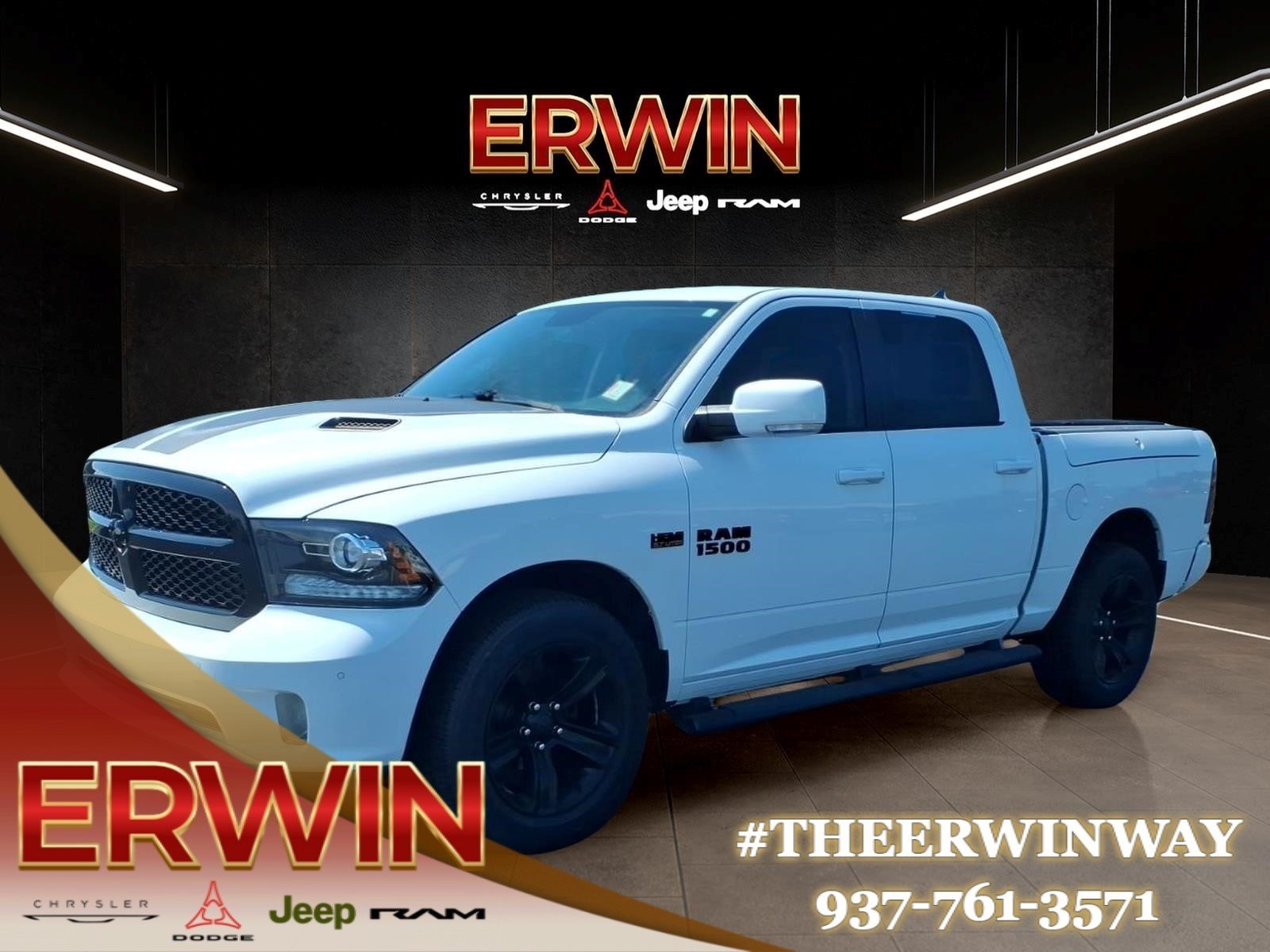 Used 2017 Bright White Clear Coat RAM Night image 3