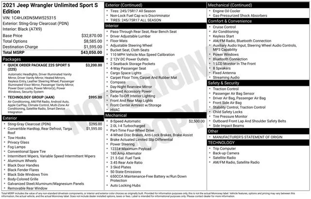 Used 2021 Gray Jeep Unlimited Sport S image 29
