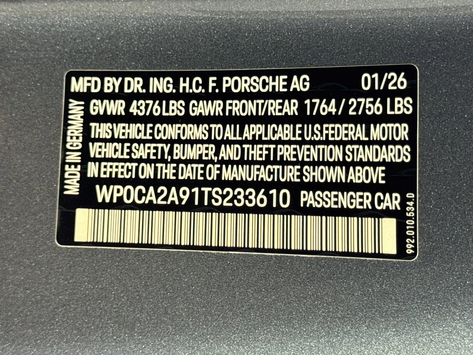 New 2026 Vanadium Grey Metallic Porsche Carrera T Cabriolet image 26
