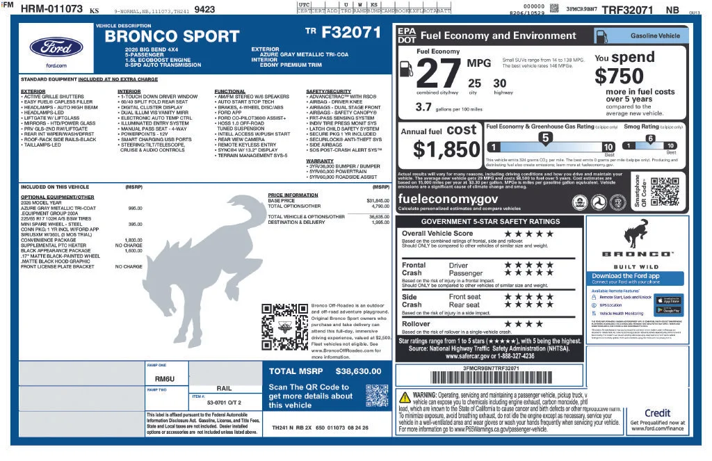 New 2026 Azure Gray Metallic Tri-Coat Ford Big Bend® image 27
