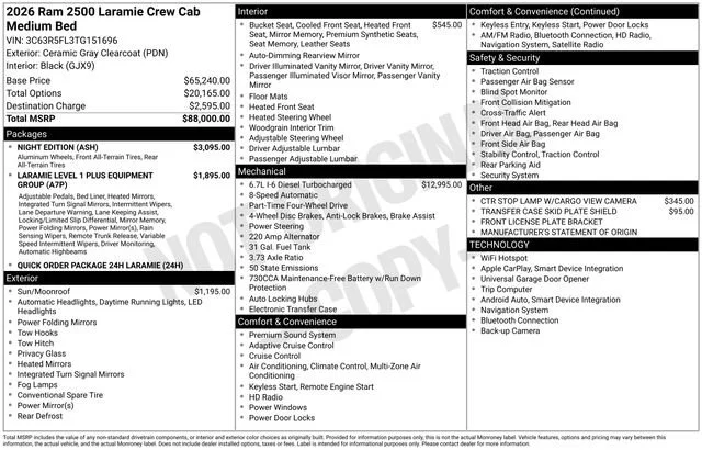 New 2026 Ceramic Gray Clear-Coat Exterior Paint RAM Laramie image 36