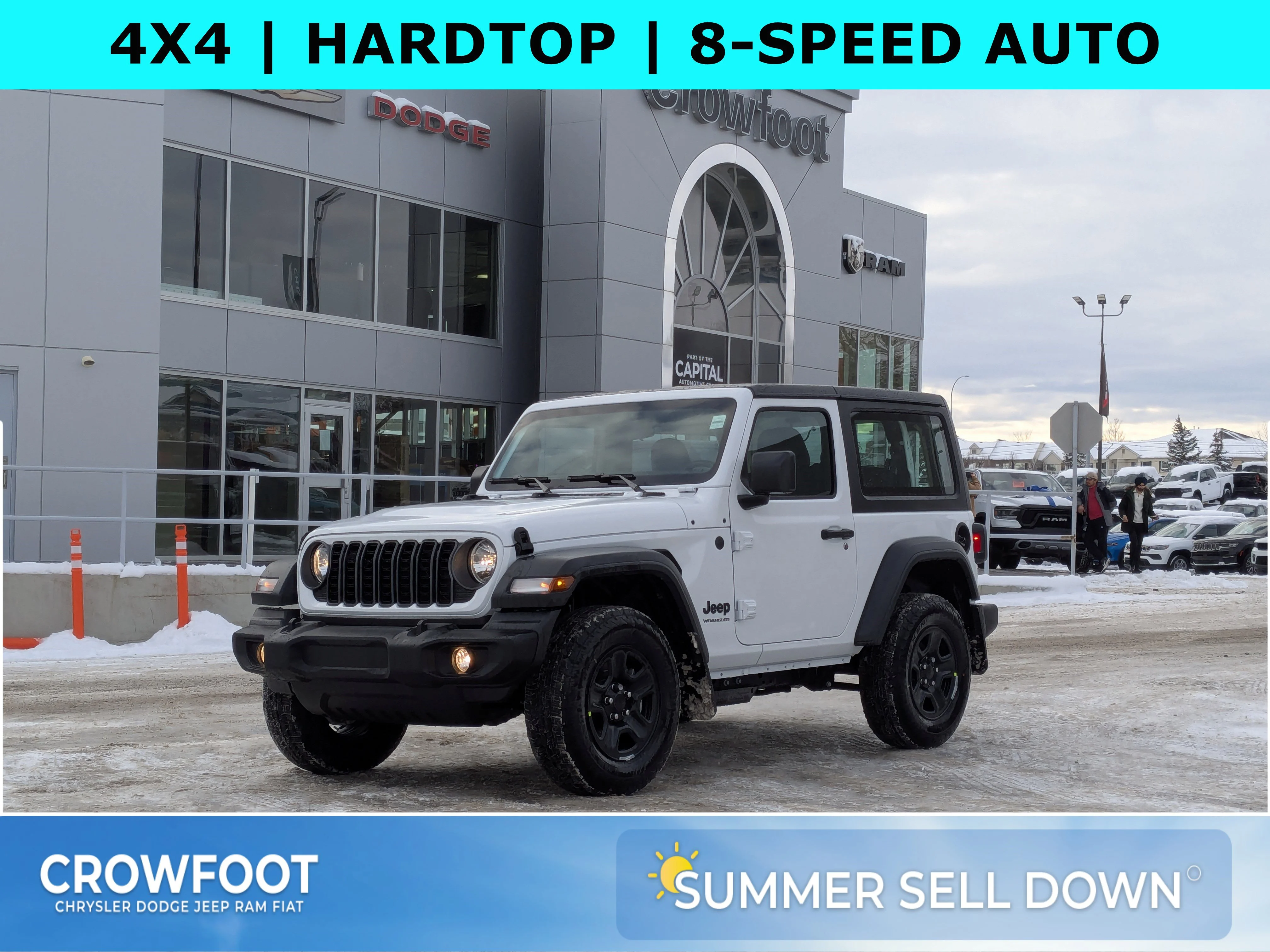New 2026 White Jeep Sport - - Black Freedom Top - Customer Preferred Pkg 22B - 8-Speed Auto & More image 1