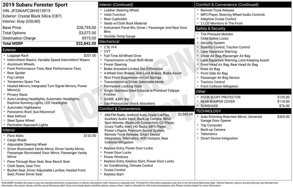 2019 Subaru Forester Sport