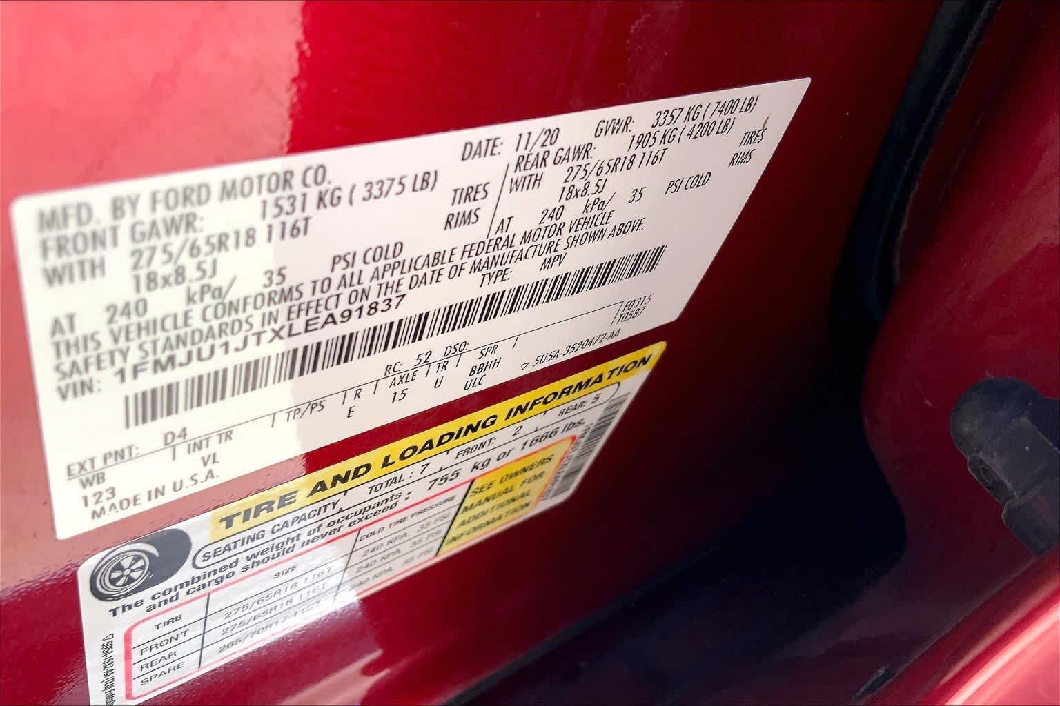Used 2020 Rapid Red Metallic Tinted Clearcoat Ford XLT image 30