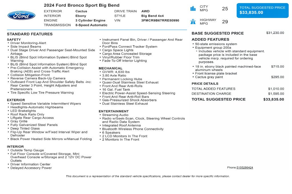 Used 2024 Green Ford Big Bend image 3
