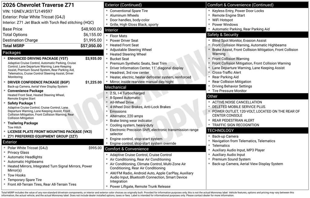 New 2026 Polar White Tricoat Chevrolet Z71 image 32