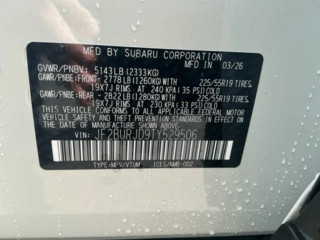 New 2026 CRYSTAL WHITE PEARL Subaru Touring XT image 16