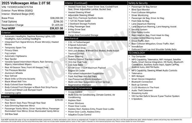 Certified Used 2025 Pure White Volkswagen 2.0T SE image 2