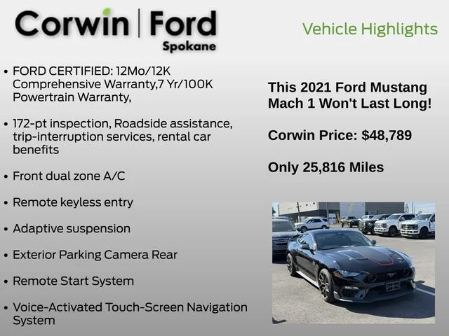 Used 2021 Shadow Black Ford Mach 1 image 6