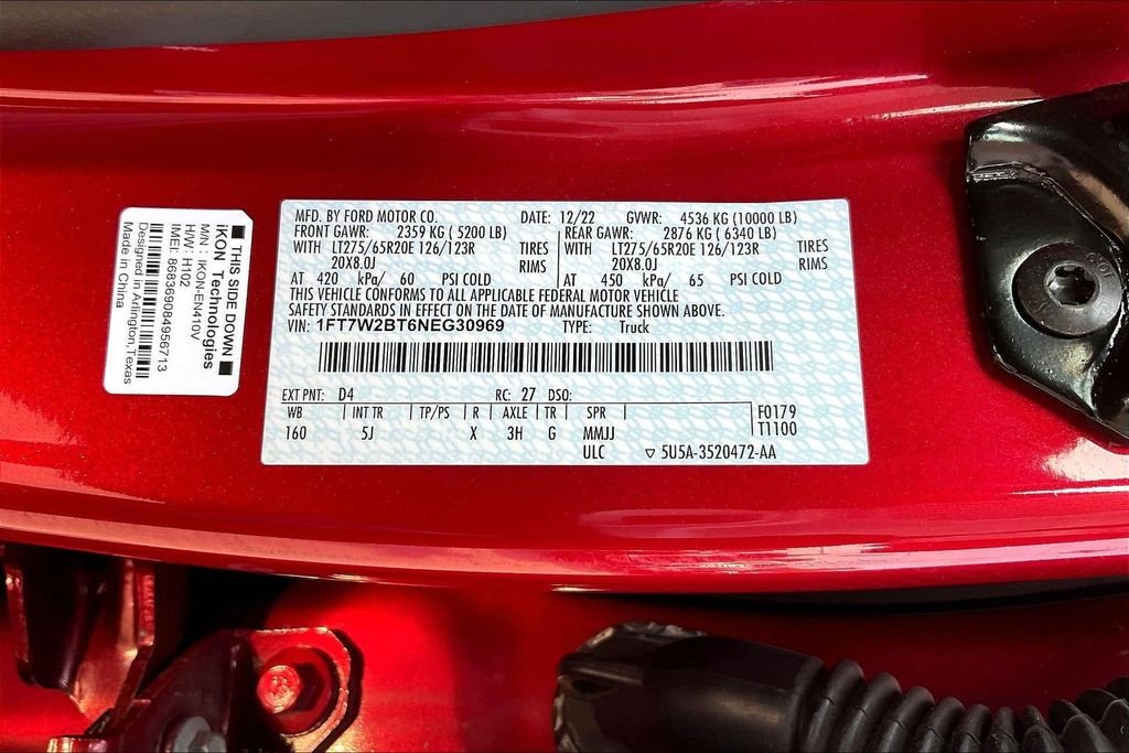 Certified Used 2022 Red Metallic Ford Lariat image 20