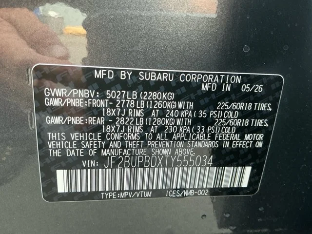 New 2026 MAGNETITE GRAY METALLIC Subaru Premium image 14