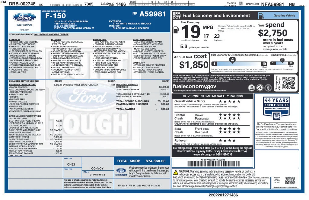 Certified Used 2022 White Ford Platinum image 39
