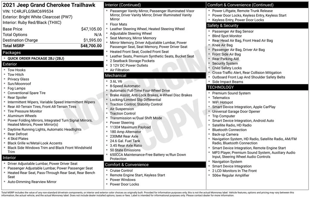 Used 2021 White Jeep Trailhawk image 6