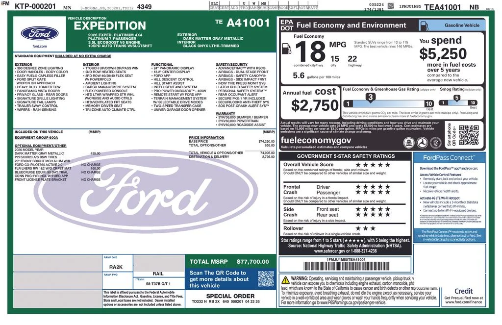 New 2026 Dark Matter Gray Metallic Ford Platinum® image 4