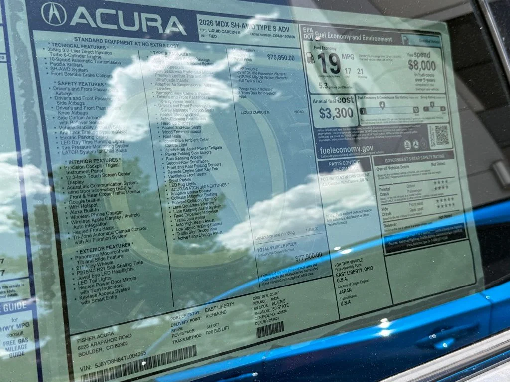 New 2026 Liquid Carbon Metallic Acura Type S w/Advance Package image 26