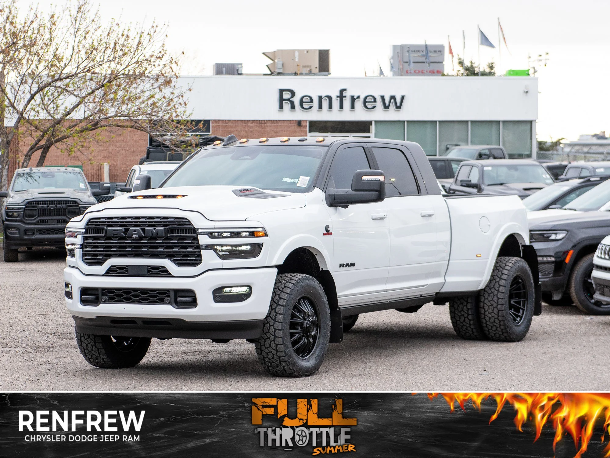 New 2026 White RAM Limited* Mega Cab, 2 Inch Lift, 35 Inch Tires, Fuel Wheels image 1