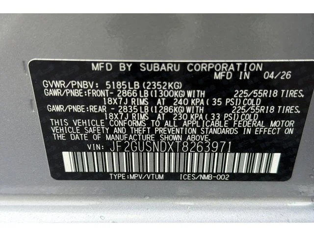 New 2026 ICE SILVER METALLIC Subaru Limited Hybrid image 28