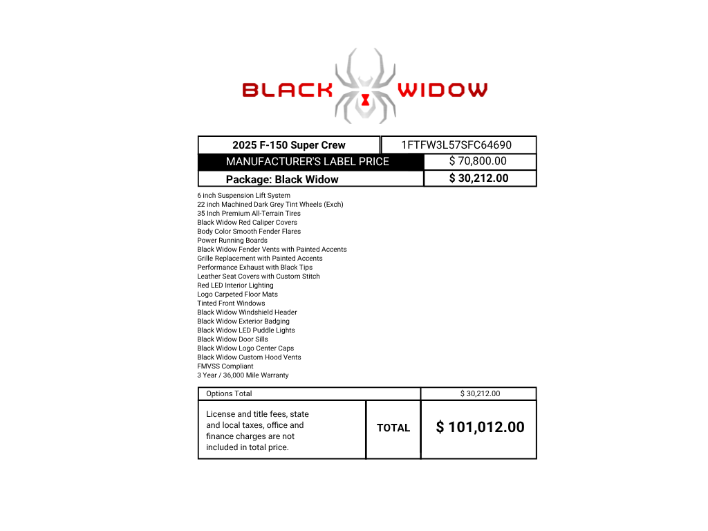 New 2025 White Ford XLT  Black Widow Lifted Truck image 34