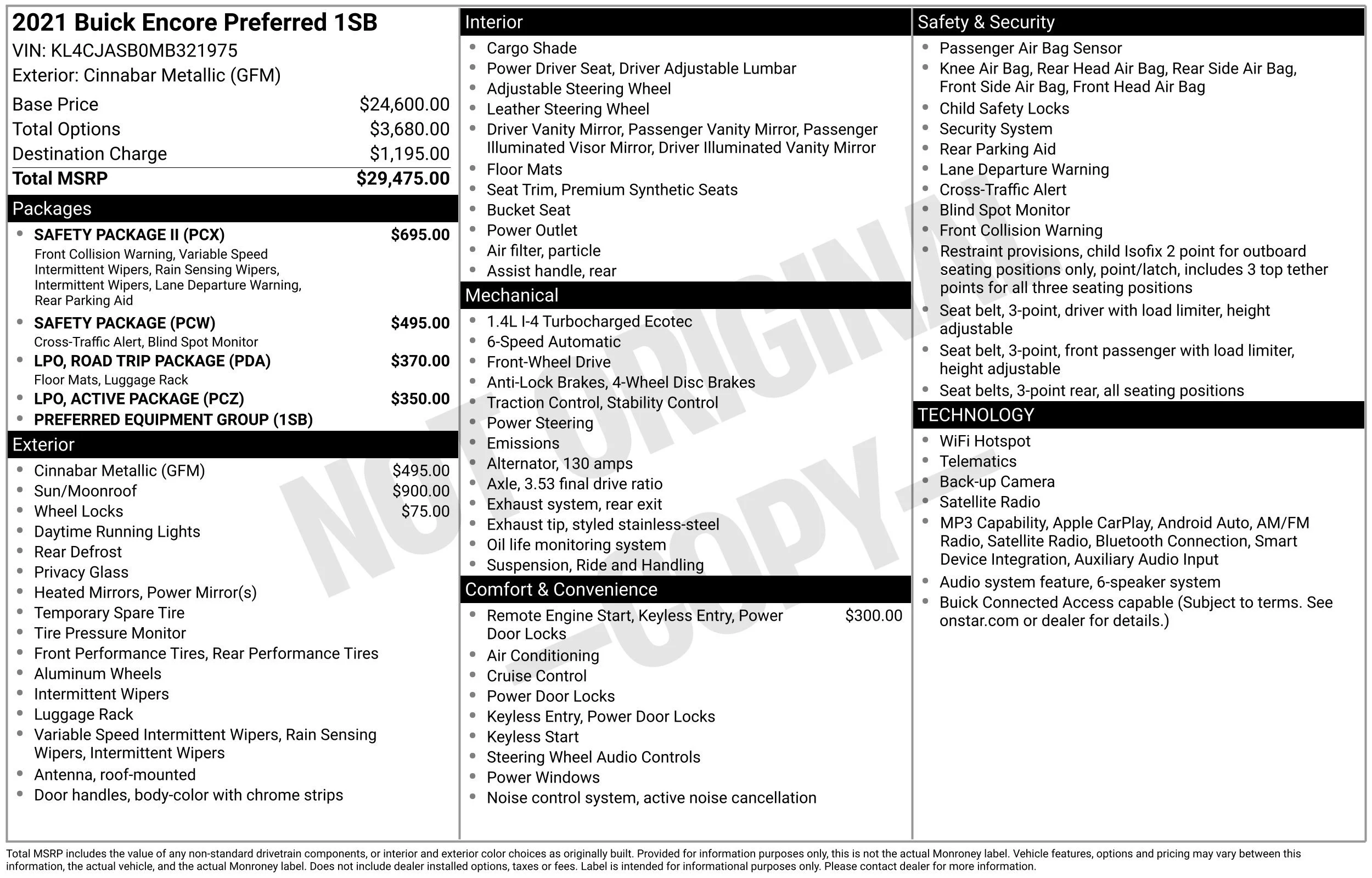 Used 2021 Includes (MDP) Anthracite lower exterior accent color, Paint code W598F. Buick Preferred image 16