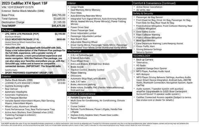 Used 2023 Stellar Black Metallic CADILLAC Sport image 33