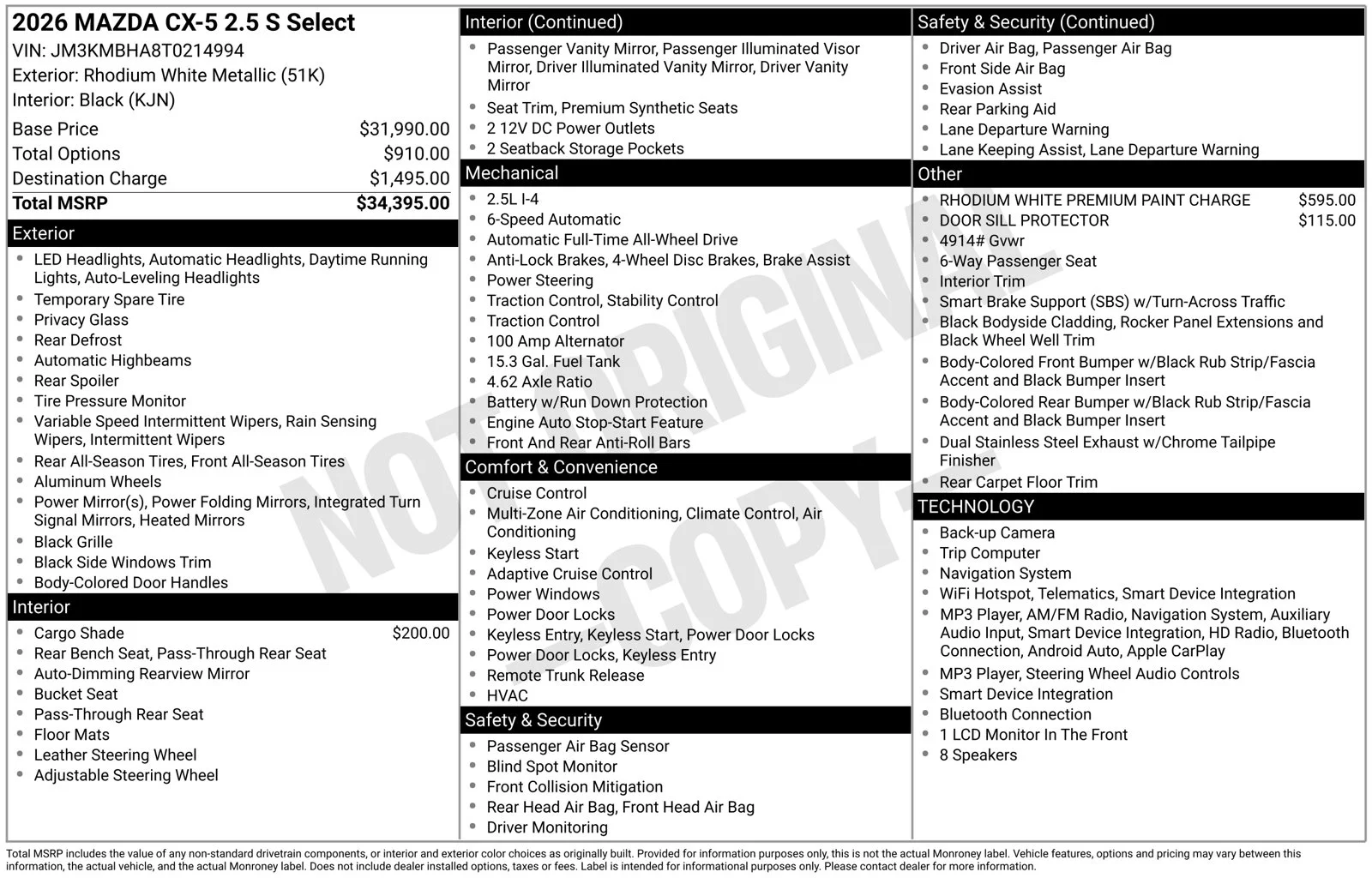 New 2026 Rhodium White Metallic Mazda 2.5 S Select image 4