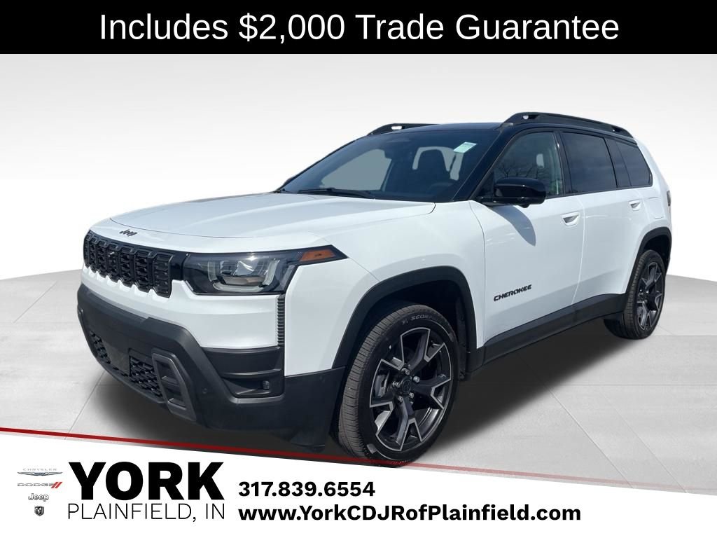 Bright White Clear-Coat Exterior Paint 2026 Jeep Cherokee Overland 4WD SUV / Crossover Four-Wheel Drive