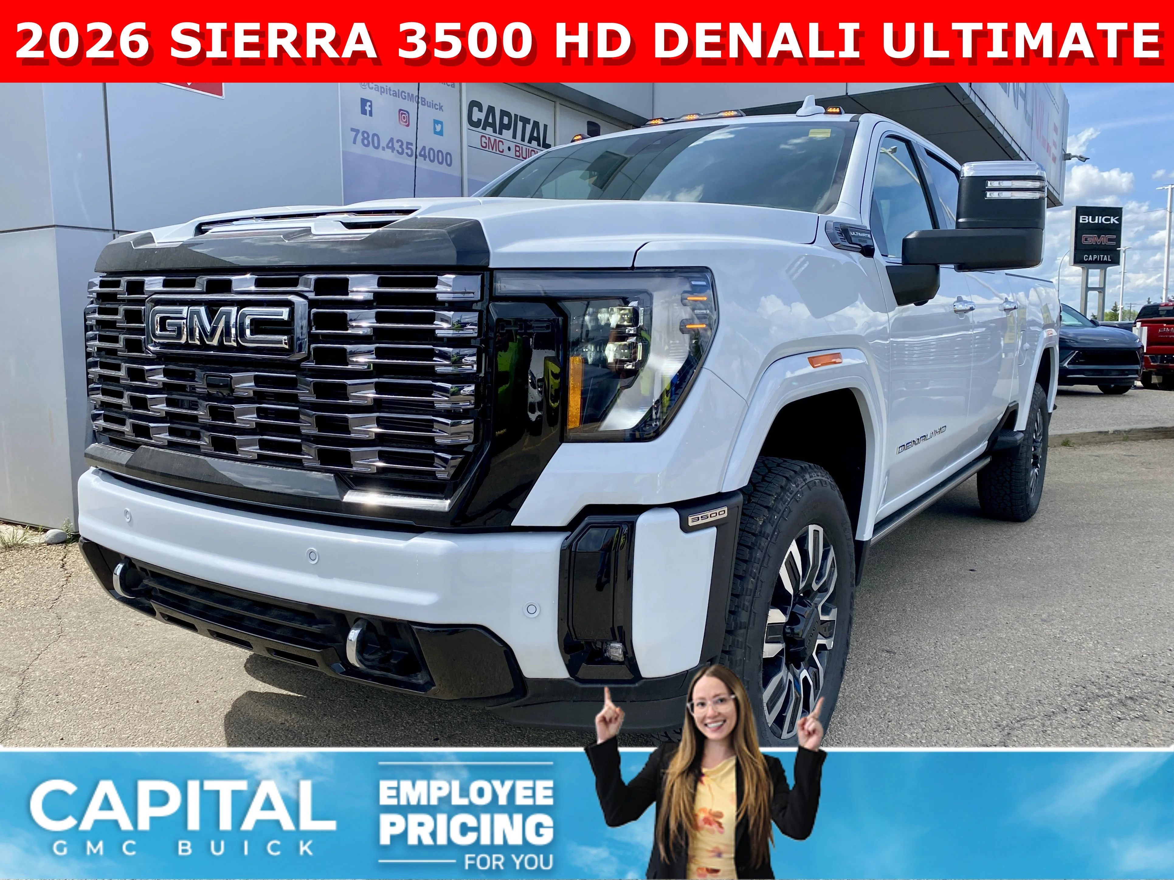 New 2026 GLACIER WHITE TRICOAT GMC Denali Ultimate image 1