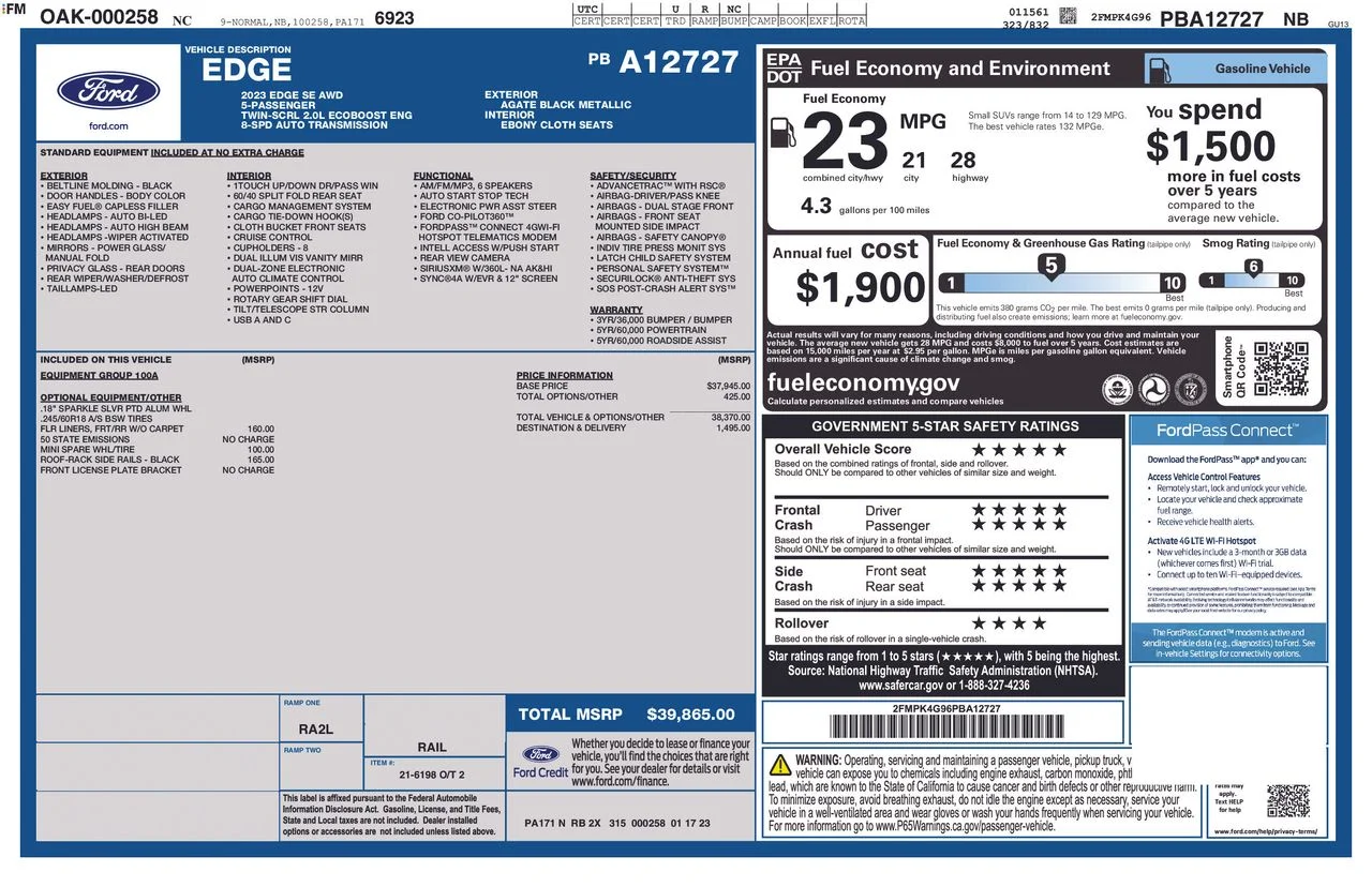 Used 2023 Black Metallic Ford SE image 53