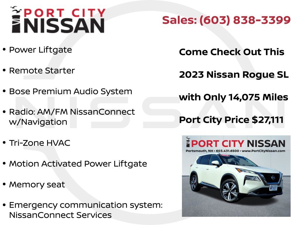 Used 2023 Pearl White Nissan SL premium w/heated leather seats & pano roof image 21