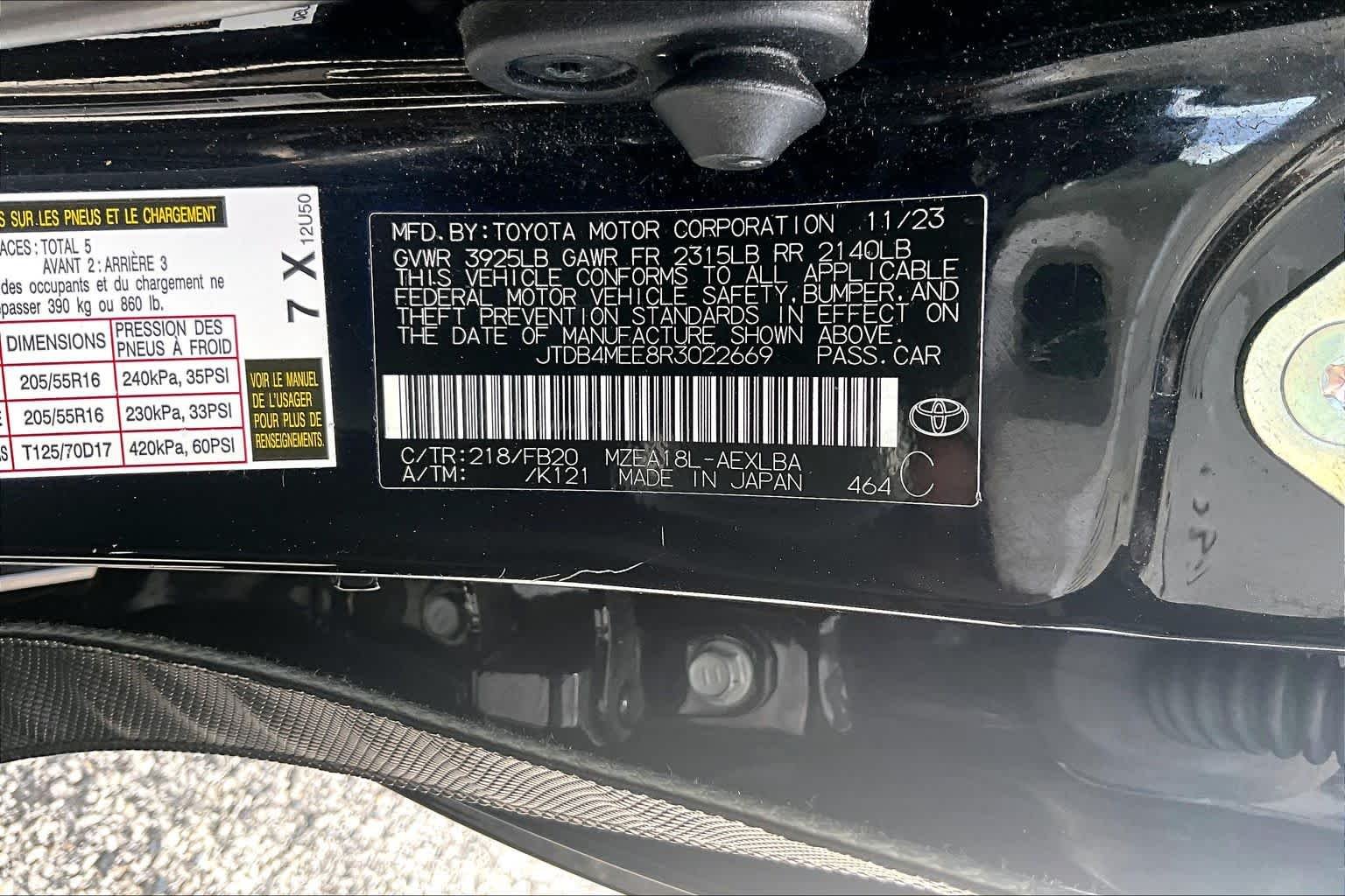 Used 2024 Midnight Black Metallic Toyota LE image 70