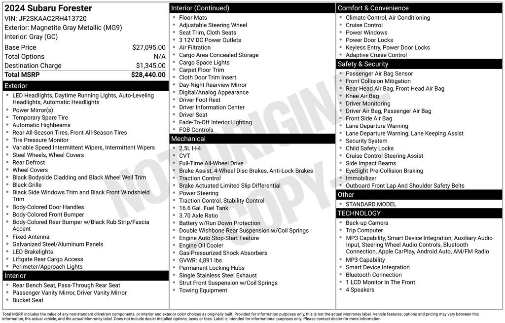 Used 2024 Gray Subaru Base image 34