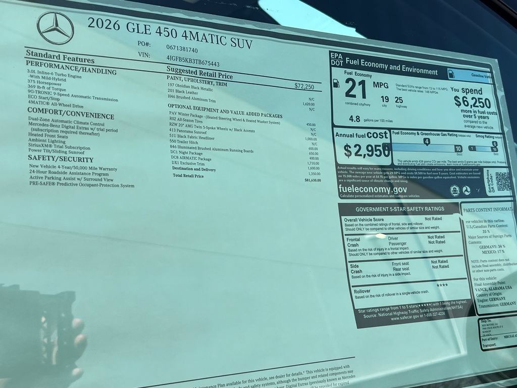 New 2026 Obsidian Black Metallic Mercedes-Benz GLE 450 image 76