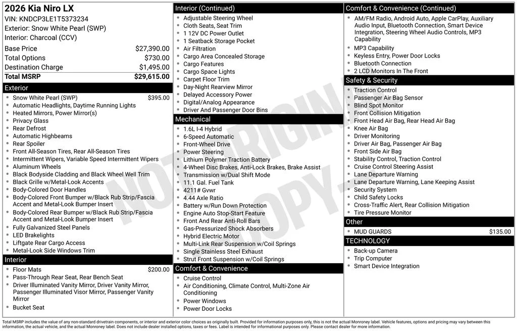 New 2026 Snow White Pearl Kia LX image 29
