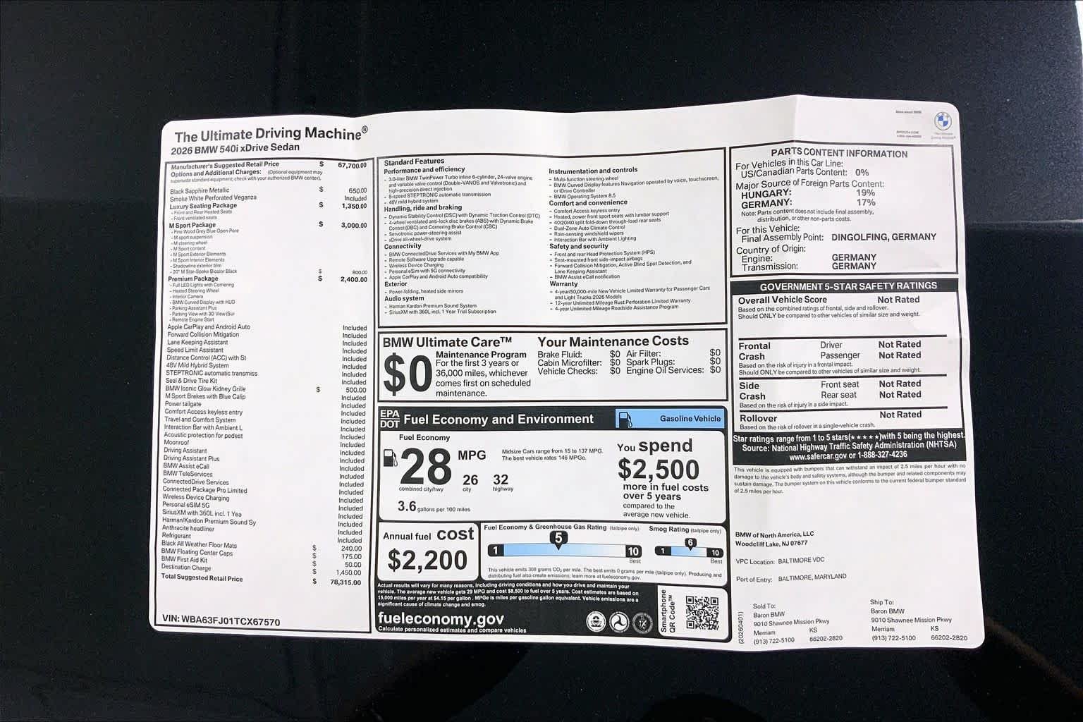 New 2026 Black Sapphire Metallic BMW 540i xDrive image 22