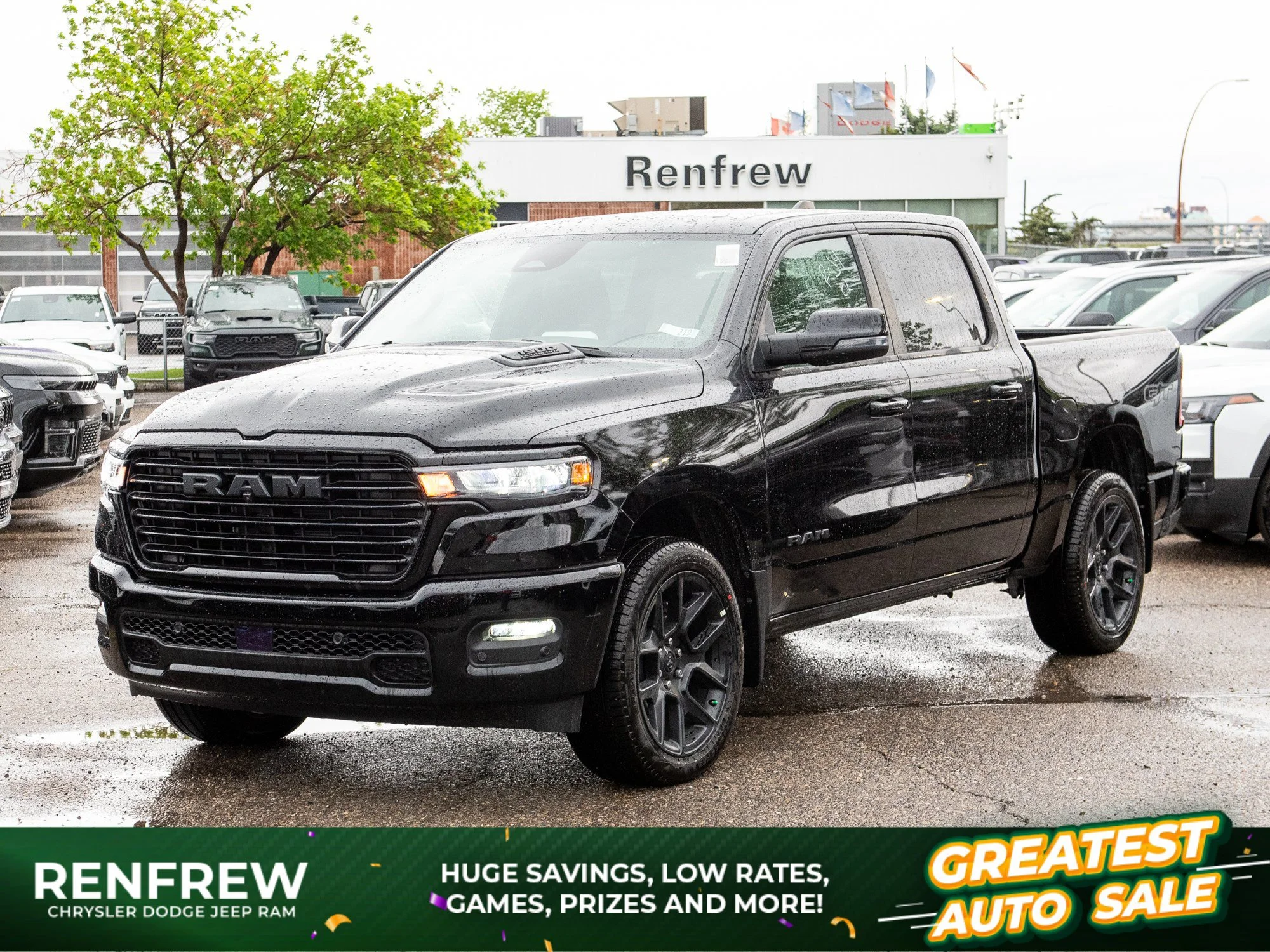 New 2026 Black RAM Sport GT* Crew Cab 4x4, Level 1 Equip Group, 3.92 Rear Axle, Passenger Screen image 1